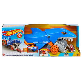 Hot Wheels Transporter Shark Pista Coche Pequeño, Color Azul, Hot Wheels City, Juguete para Edad 4 Años, MATGVG36