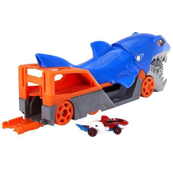 Mattel Tiburón Mastica Coches Hot Wheels Guarda y Transporta hasta 5 Coches de Juguete