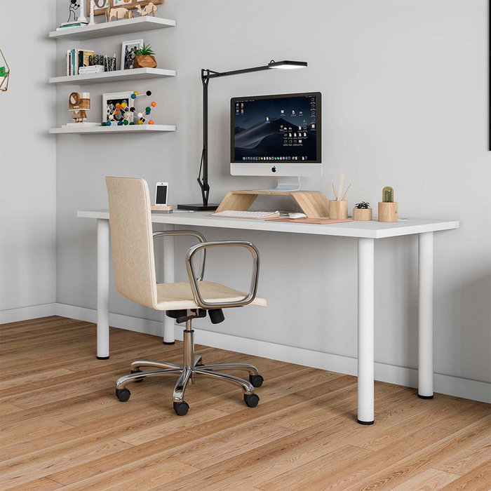 Rei Pata Cilíndrica para Mesa Modelo 4406 - Acero Blanco Ø60x710 mm - Espiga M10 - Soporta 100 kg - Pack de 4 Unidades