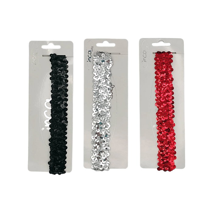 INCA Cinta Elástica con Lentejuelas para Niñas - Accesorio para el Pelo, Color Aleatorio, Pack 1 Unidad