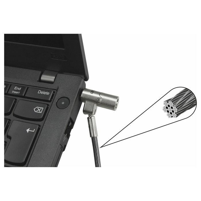 Dicota D31886 Cable de Seguridad Nano Lock Ultra Slim con Llave Kensington de 2 m, Ranura 2.5x6 mm, Negro/Plata, para Portátil Dicota D31886 Cable de Seguridad Nano Lock Ultra Slim con Llave Kensington de 2 m, Ranura 2.5x6 mm, Negro/Plata, para Portátil