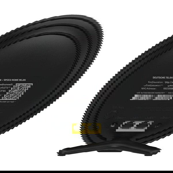 Telekom 40824613 Speed Home WLAN 2. Gen Router Wi-Fi 6 Doble Banda, Ethernet Gigabit, Negro, Para Escritorio/Poste