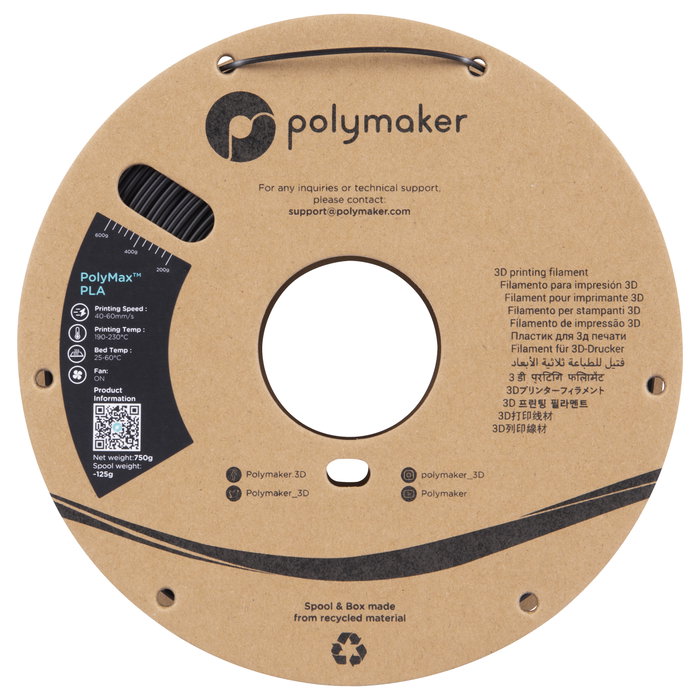 Polmask TOUGH PLA 1,75mm Negro 0,75kg Polmask TOUGH PLA 1,75mm Negro 0,75kg