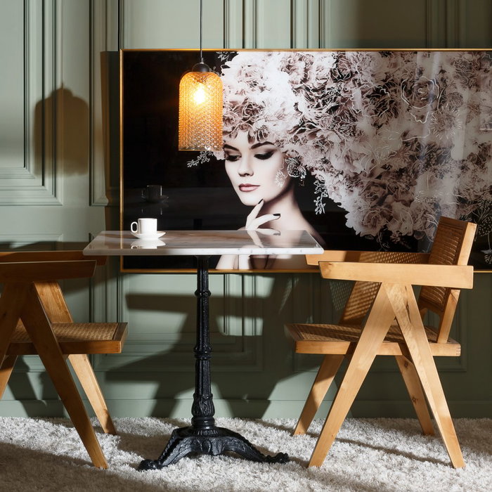 Mesa Auxiliar Blanco-Negro Metal-Mármol 70 X 70 X 71 cm Mesa Auxiliar Blanco-Negro Metal-Mármol 70 X 70 X 71 cm