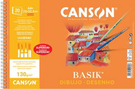 Bloc De Dibujo Guarro-Canson Basik Con Espiral Liso 2 Taladros A4+ 130G 20H (Set de 10)