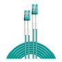 LINDY 46405 Cable de Fibra Óptica Duplex LC/LC OM3 Multimodo 50/125µm, 150 Metros, Turquesa