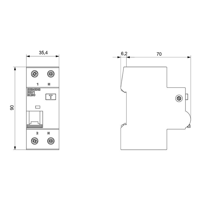 Siemens 5SU13566KK16 Interruptor Diferencial 2x16A-0,03A 6kA Siemens 5SU13566KK16 Interruptor Diferencial 2x16A-0,03A 6kA
