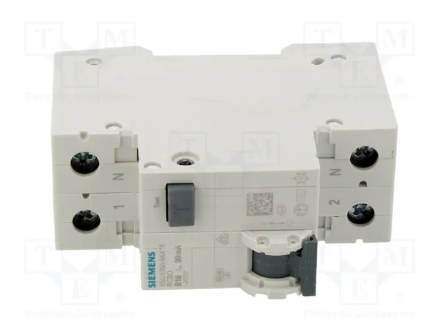 Siemens Interruptor diferencial 5SU1356-6KK16 Tipo A 2x16A-0,03A 6kA Siemens Interruptor diferencial 5SU1356-6KK16 Tipo A 2x16A-0,03A 6kA