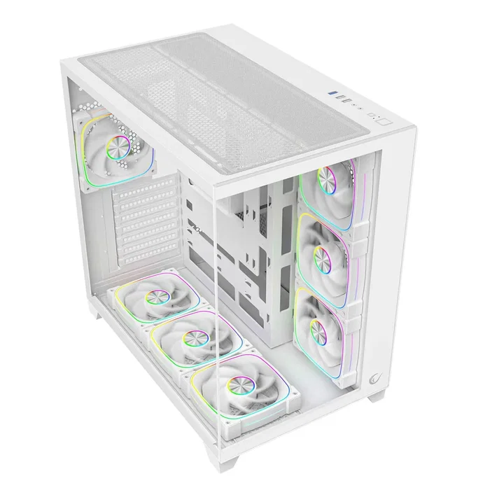 Rampage SEALITE Caja PC con vidrio templado 7 ventiladores ARGB PWM Blanca