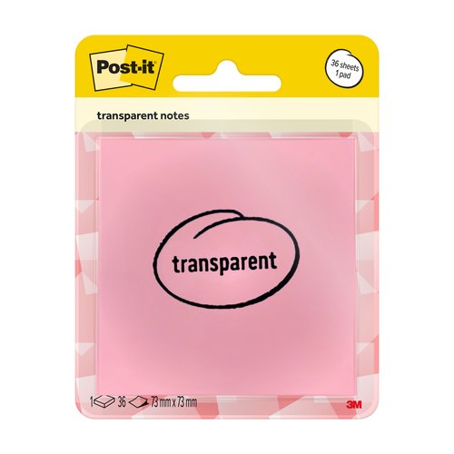 Post-it Bloc de notas adhesivas transparentes 73x73 mm salmón Post-it Bloc de notas adhesivas transparentes 73x73 mm salmón