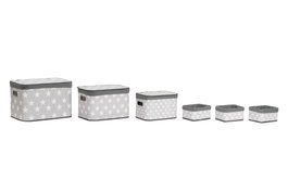 DKD Home Decor Set de 6 Cestas con Diseño de Estrellas, Gris y Blanco