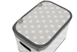 DKD Home Decor Cesta Tradicional Gris Blanco Set de 6 Piezas Bambú Poliéster Algodón MDF 51 x 35 x 33 cm