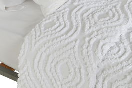 DKD Home Decor Colcha Boho Coord cama 1c24 Blanco Bordado 260 x 180 cm Poliester Relleno 150 gsm