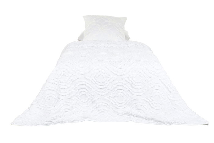 DKD Home Decor Colcha Boho Coord cama 1c24 Blanco Bordado 260 x 180 cm Poliester Relleno 150 gsm