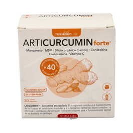 INTERSA Articurcumin Forte 30 Sobres - Cúrcuma para Articulaciones, Huesos y Cartílagos con Vitamina C y Manganeso