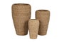 DKD Home Decor Set de 3 Maceteros Balines Seagrass y Metal Natural