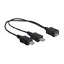 DeLOCK Cable USB micro-B hembra a 2 x micro-USB B macho, 20,5 cm, Negro