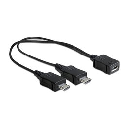 DeLOCK Cable USB Micro-B Hembra a 2 x Micro-USB B Macho, 20,5 cm, Negro