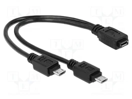 DeLOCK Cable USB micro-B hembra a 2 x micro-USB B macho, 20,5 cm, Negro