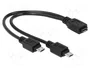 DeLOCK Cable USB micro-B hembra a 2 x micro-USB B macho, 20,5 cm, Negro