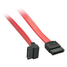 LINDY Cable SATA III 90 grados 7 pines compatible con SAS, 0.7m, Conectores Macho Derecho, Color Rojo, Ref 33352