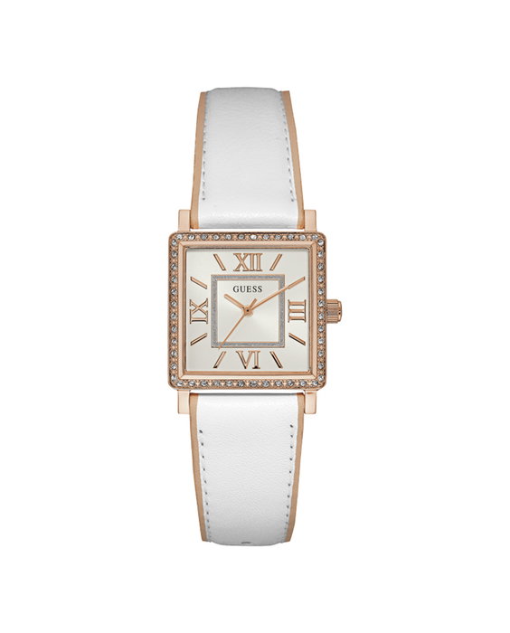 Guess W0829L11 con correa de piel blanca y caja rosada Guess W0829L11 con correa de piel blanca y caja rosada