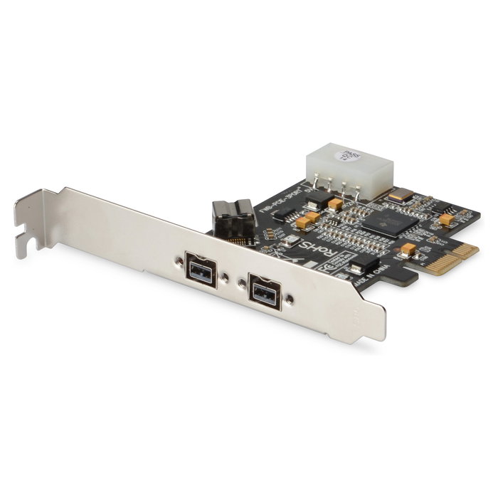 Digitus PCIe Tarjeta Firewire 800 1394b Interna, 3 Puertos, 800 Mbit/s, Soporte Bajo Perfil, Plug and Play