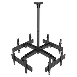 EQUIP Soporte de techo para 4 pantallas de 32" a 65", hasta 120 kg, con ajuste de altura e inclinación, color negro, modelo 4TFT 30Kg Quad-Screen sw lite Retail