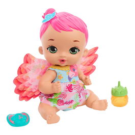 Mattel My Garden Baby Flamenco Rosa Bebé y Hace Pipí Muñeca HPD12 +3 años Inglés Francés Alemán Portugués Español