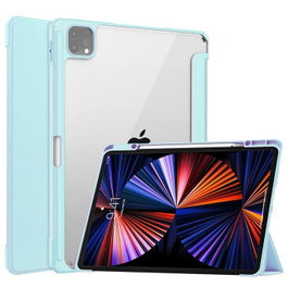 CoreParts Funda para iPad Pro 12.9 pulg. 5ª Gen (2021) Transparente TPU Tri-fold con Soporte S Pen y Función Auto Encendido - Azul Cielo