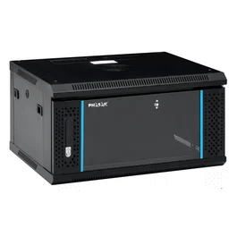 Phasak PHO 2106 Armario Rack de Pared Pro 6U - 600x450mm Negro con Ventilación, Iluminación y Cerradura para Equipos TI 19"