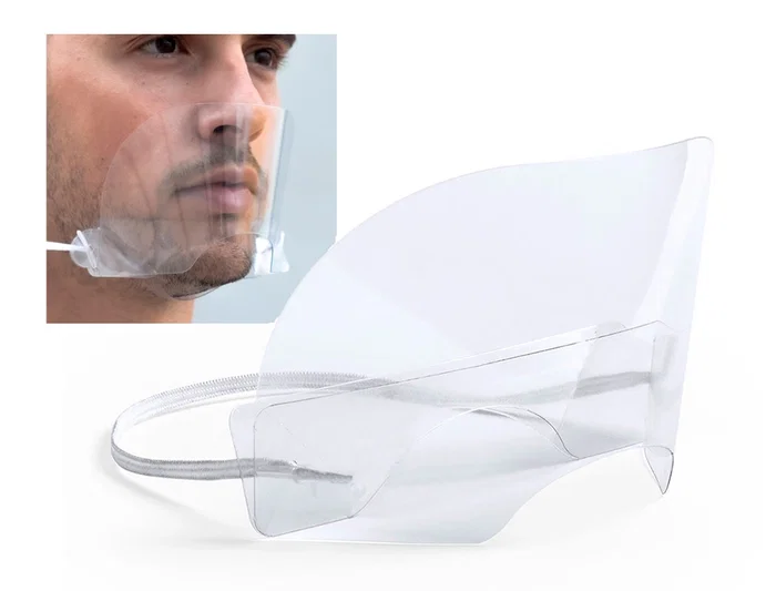 Blanca Pantalla Protectora Bucal Nasal Leiban con Protector para Barbilla PET 17x8,5 cm