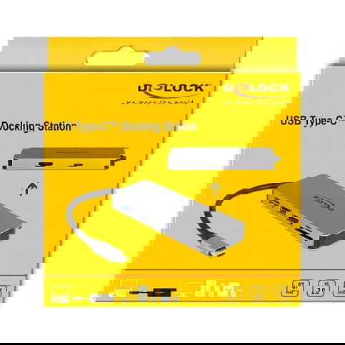 DeLOCK Docking Station USB-C 87743 87W PD 2.0, 4K HDMI, Hub 6 Puertos (USB-A/USB-C/SD/MicroSD), Lectora Tarjetas, Gris Metal, Plug & Play