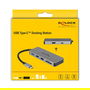 DeLOCK Docking Station USB-C 87743 87W PD 2.0, 4K HDMI, Hub 6 Puertos (USB-A/USB-C/SD/MicroSD), Lectora Tarjetas, Gris Metal, Plug & Play