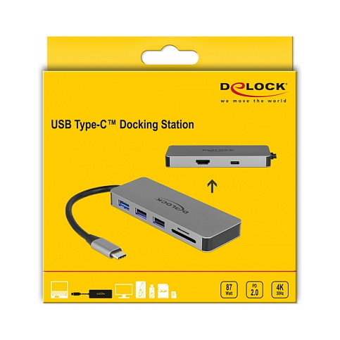 DeLOCK Dockingstation USB Type-C™ 4K HDMI/Hub/SD/PD 2.0 Gris DeLOCK Dockingstation USB Type-C™ 4K HDMI/Hub/SD/PD 2.0 Gris