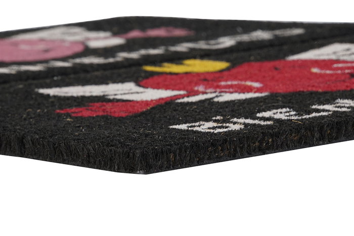 DKD Home Decor Felpudo Negro Rojo Fibra Coco y Goma Corazón 40x60x1.5 cm (2 Unidades)