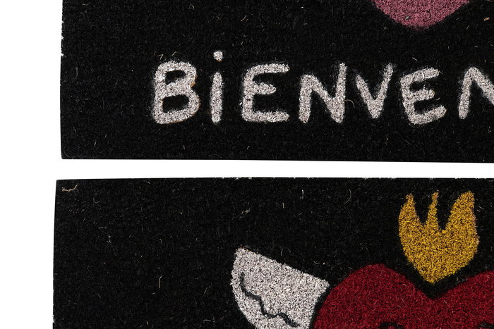 DKD Home Decor Felpudo Negro Rojo Fibra Coco y Goma Corazón 40x60x1.5 cm (2 Unidades)