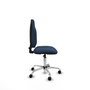 Silla de oficina Algarra con mecanismo Contacto permanente básico tapizada con Similpiel color Azul marino. Equipada con Base cromada, Sin brazos y Ruedas de parqué