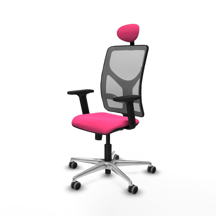 PIQUERAS Y CRESPO Silla de oficina Motilla Rosa y Gris con mecanismo Sincro