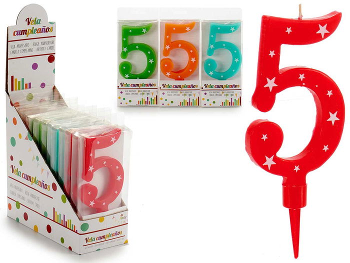 Arte Regal Vela Cumpleaños Números Gr 5 Surtidos 8 x 1 x 17 cm (Set de 36) Arte Regal Vela Cumpleaños Números Gr 5 Surtidos 8 x 1 x 17 cm (Set de 36)