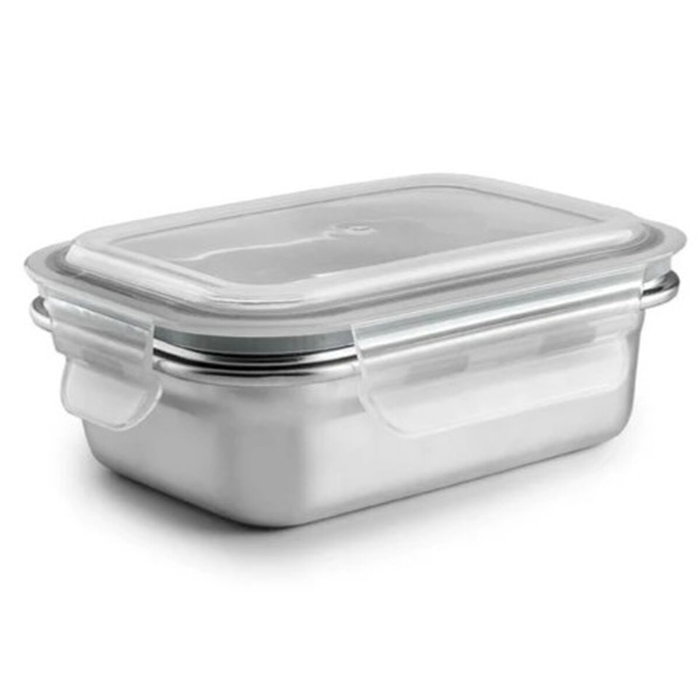 Ibili Fiambrera rectangular de acero inoxidable con tapa hermética de 400 ml Ibili Fiambrera rectangular de acero inoxidable con tapa hermética de 400 ml