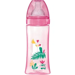 Dodie Biberón Anticólicos 330 ml con Tetina Redonda, para Bebés a Partir de 6 Meses, 3 Niveles de Flujo, Flujo 3, Color Rosa