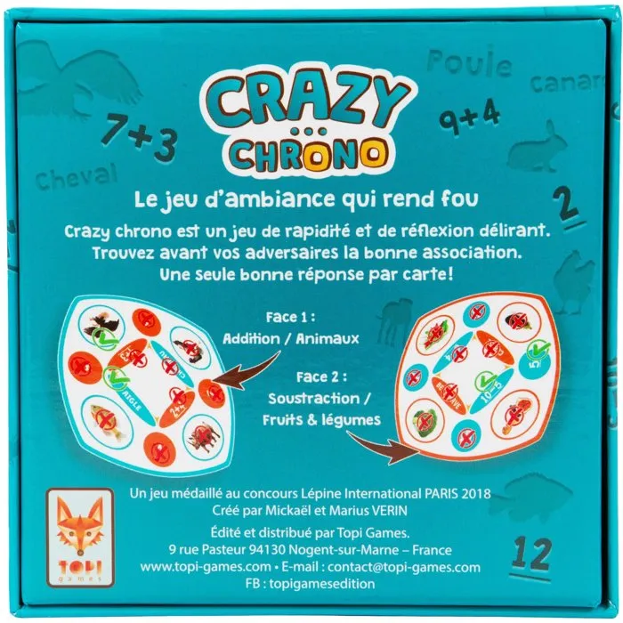 Topi Games Crazy Chrono Pets & Fruits Juego de Reflejos y Operaciones Matemáticas