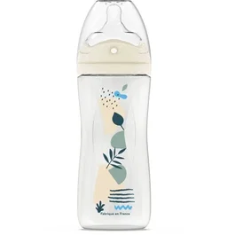 DODIE Biberón Anticólicos 330 ml con Tetina Multiperforada Biomimicry, para +6 Meses, Flow 3, Color Azul