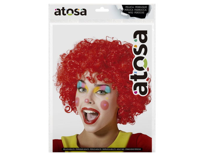 Atosa Peluca de Payaso Rizada Roja con Volumen de 60 Gramos