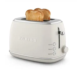 SWEISS Tostadora Vintage de 2 Rebanadas, GRS8, 850 W, Termostato Ajustable, Color Beige