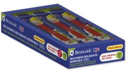POESSA Recambio Bolígrafo Borrable Bismark Rojo, Pack de 12