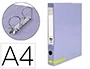 Liderpapel Carpeta de 2 Anillas 25 mm A4 Forrado Color System Lavanda con Ollao y Tarjetero