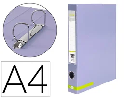 Liderpapel Carpeta de 2 Anillas 25 mm A4 Forrado Color System Lavanda con Ollao y Tarjetero
