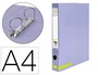 Liderpapel Carpeta de 2 Anillas 25 mm A4 Forrado Color System Lavanda con Ollao y Tarjetero